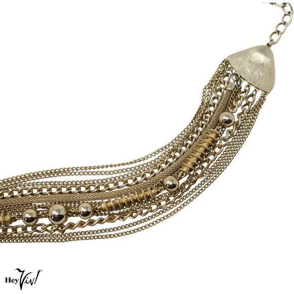 Vintage Multi Strand Chain Necklace Statement Chunky Collar Style 17" - Hey Viv - Picture 3 of 7
